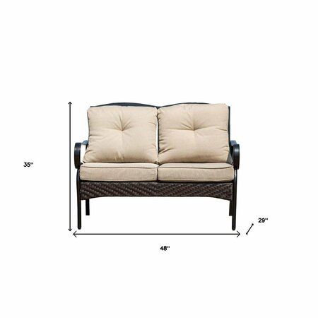 Homeroots 48 x 29 x 35 in. Black Steel Sofa with Beige Cushion 374052